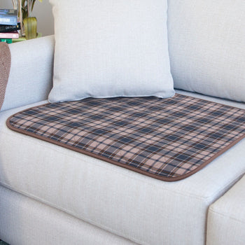 Large Conni Chair Pad in tartan design, featuring a soft fabric and comfortable cushioning for enhanced seating.