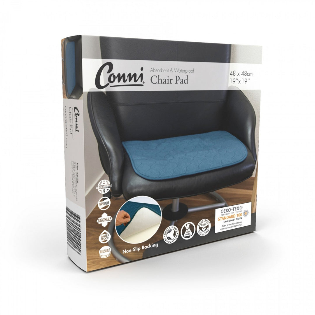 Small Conni chair pad in Manchester fabric, featuring a stylish design suitable for home or office seating.