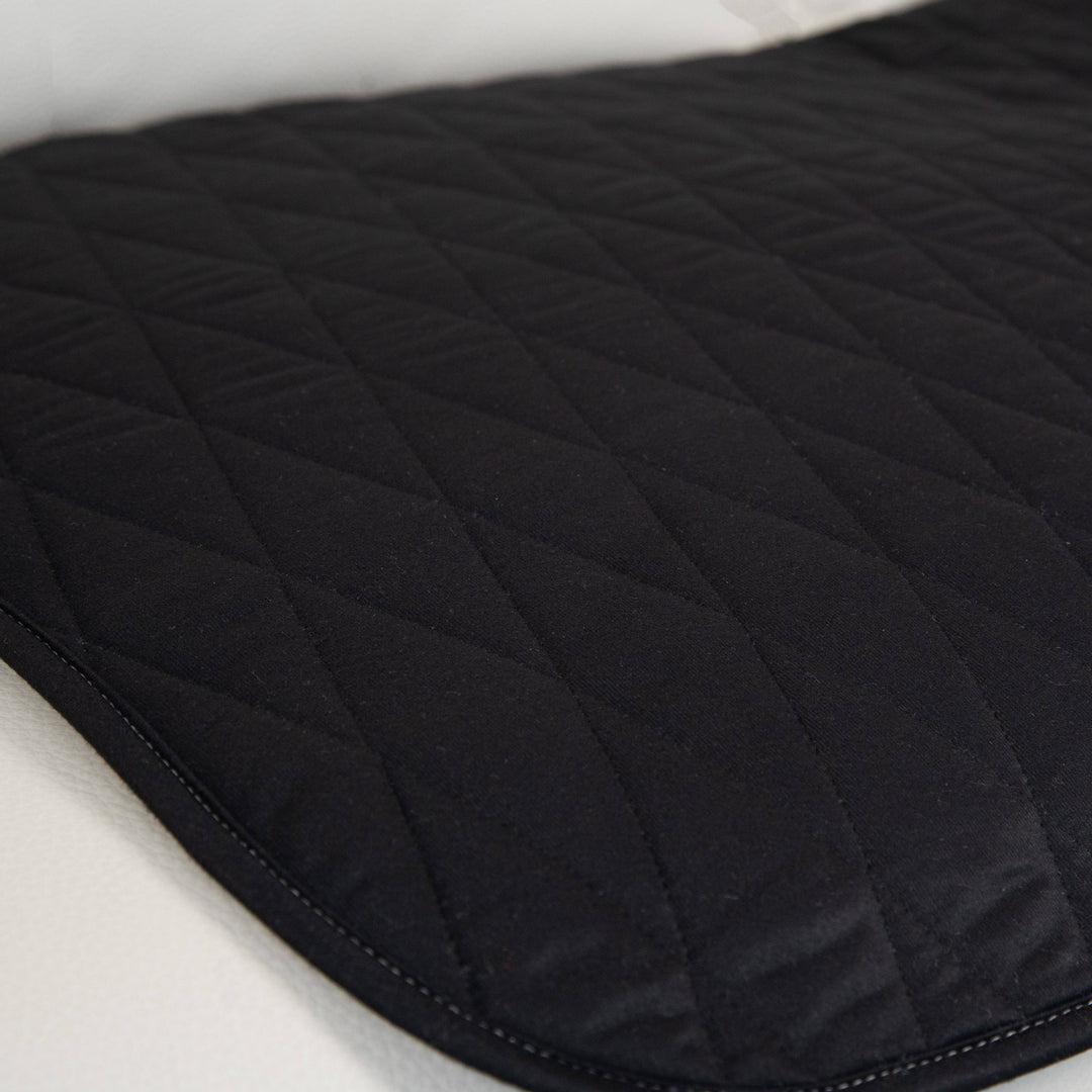 Black Staydry Manchester chair pad by Stay Dry Products with detailed stitching and comfortable cushioning.