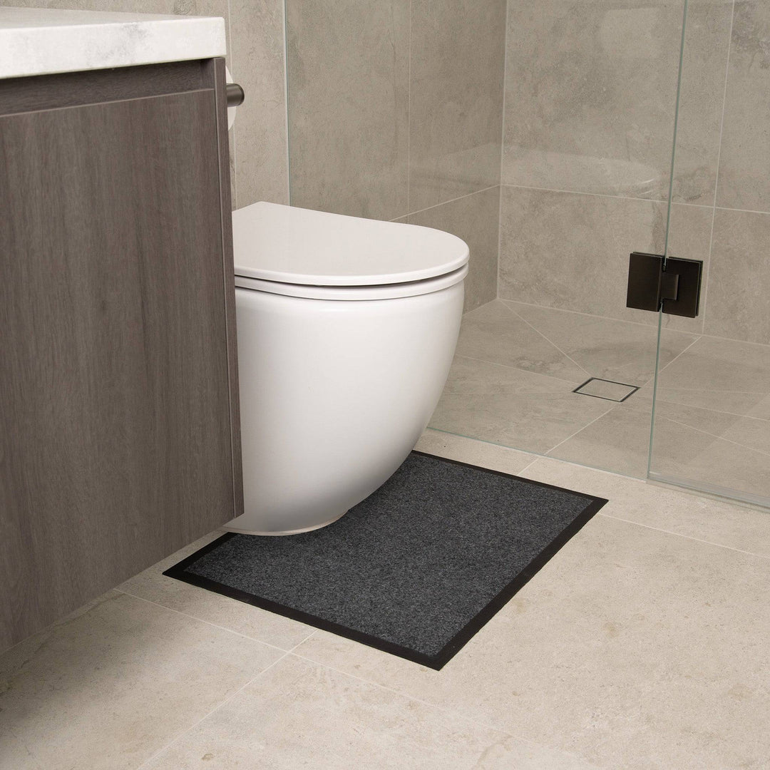 Charcoal Staydry Low Profile Toilet Mat by Stay Dry Products, Manchester style, featuring a soft, non-slip surface for bathroom comfort.