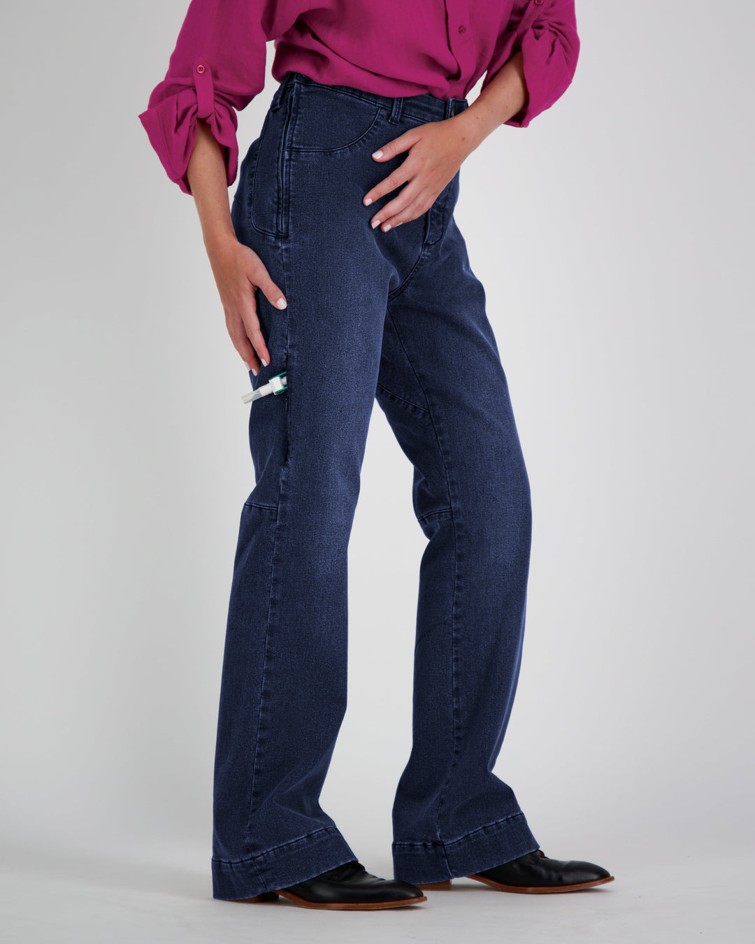 Annie Seated Jeans for Female Wheelchair Users - Blue 2 & 3 Access Points - Christina Stephens
