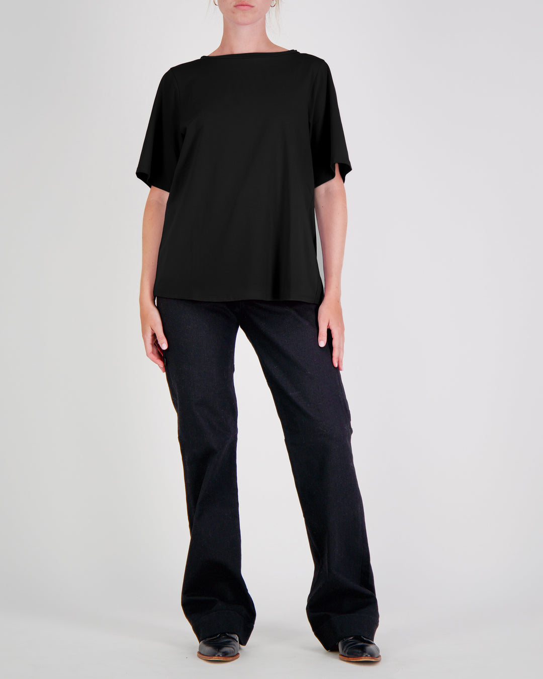 Lilli Leaf Back T-Shirt Stain and Spill Resistant for Dexterity - Black - Christina Stephens