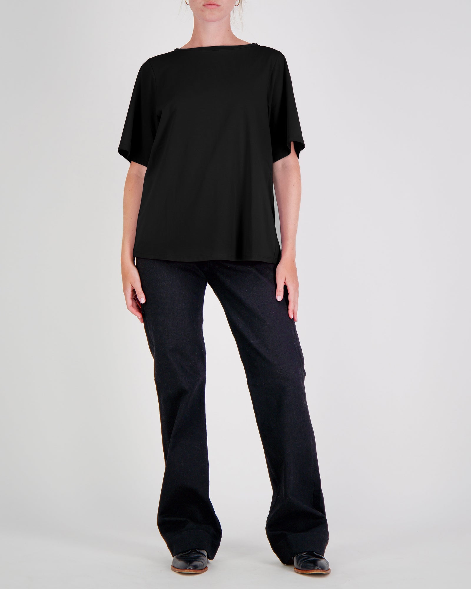 Lilli Leaf Back T-Shirt Stain and Spill Resistant for Dexterity - Black - Christina Stephens
