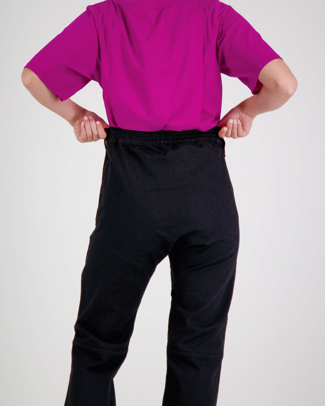 Black Annie Seated Jeans by Christina Stephens designed for female wheelchair users, featuring 2 & 3 access points.