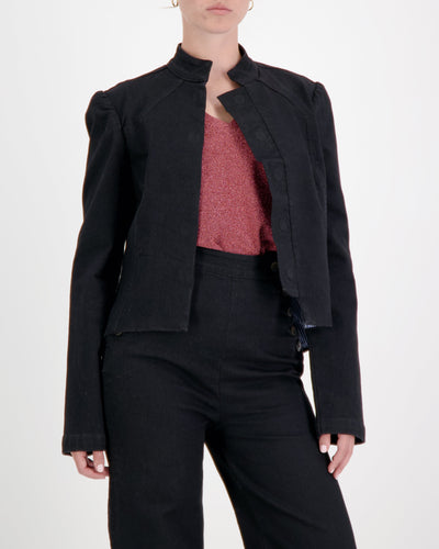 Christina Stephens- Paula Cropped Magnetic Jacket for Dexterity Support - Black