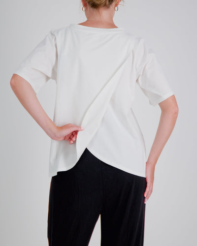Christina Stephens- Lilli Leaf Back T-Shirt Stain and Spill Resistant for Dexterity Support - White