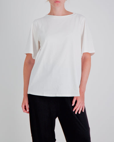 Christina Stephens- Lilli Leaf Back T-Shirt Stain and Spill Resistant for Dexterity Support - White
