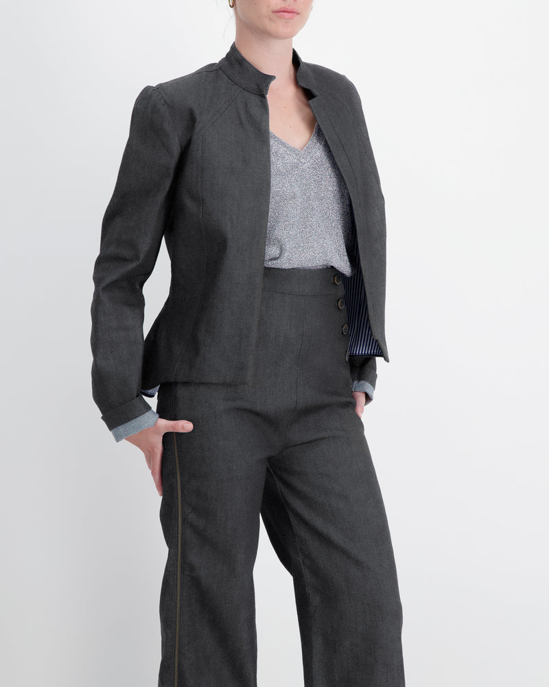 Christina Stephens- Paula Cropped Magnetic Jacket for Dexterity Support - Gray