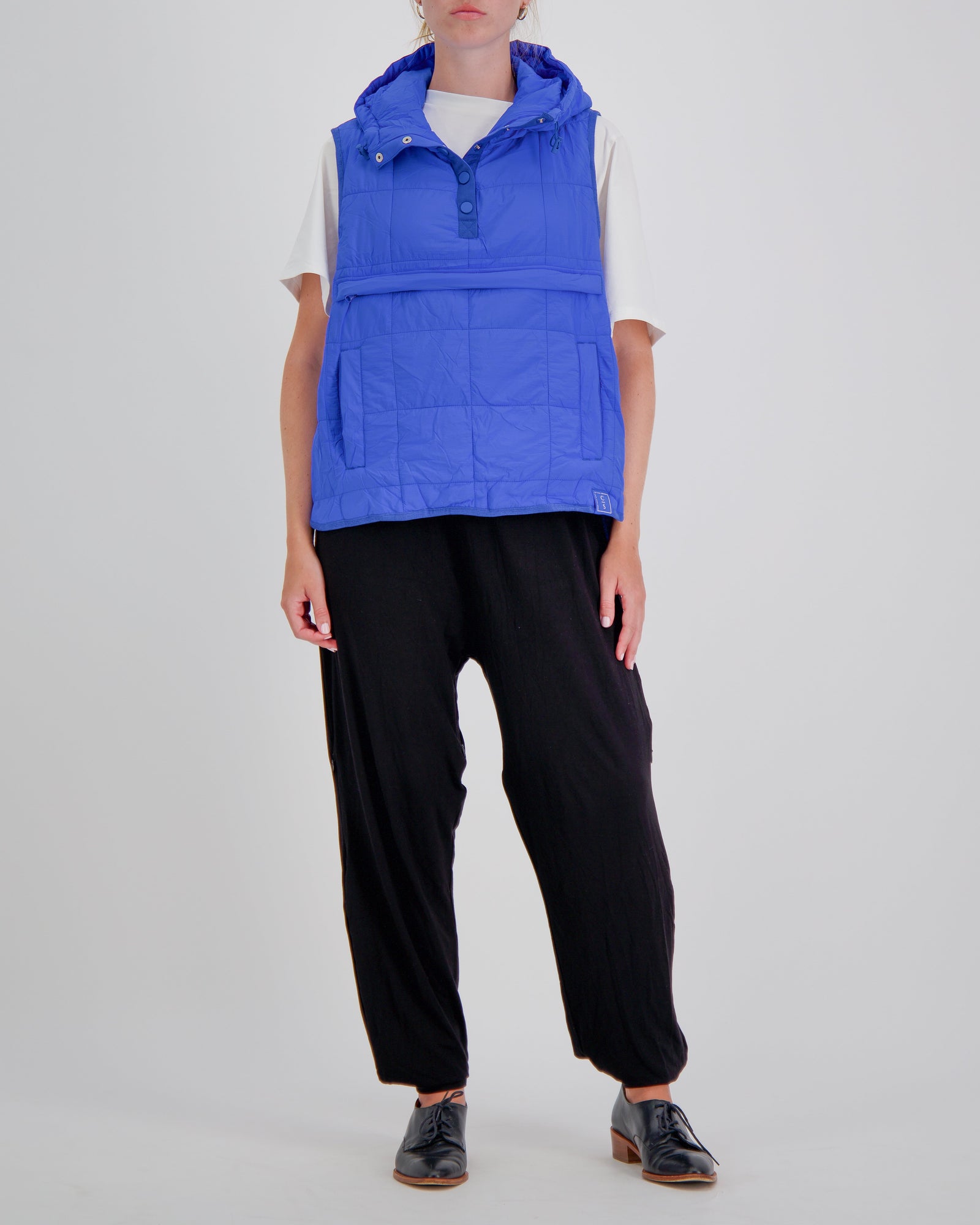 Matt Gender Neutral Adaptive Puffer Vest Universal Design for Wheelchair Users - Blue - Christina Stephens