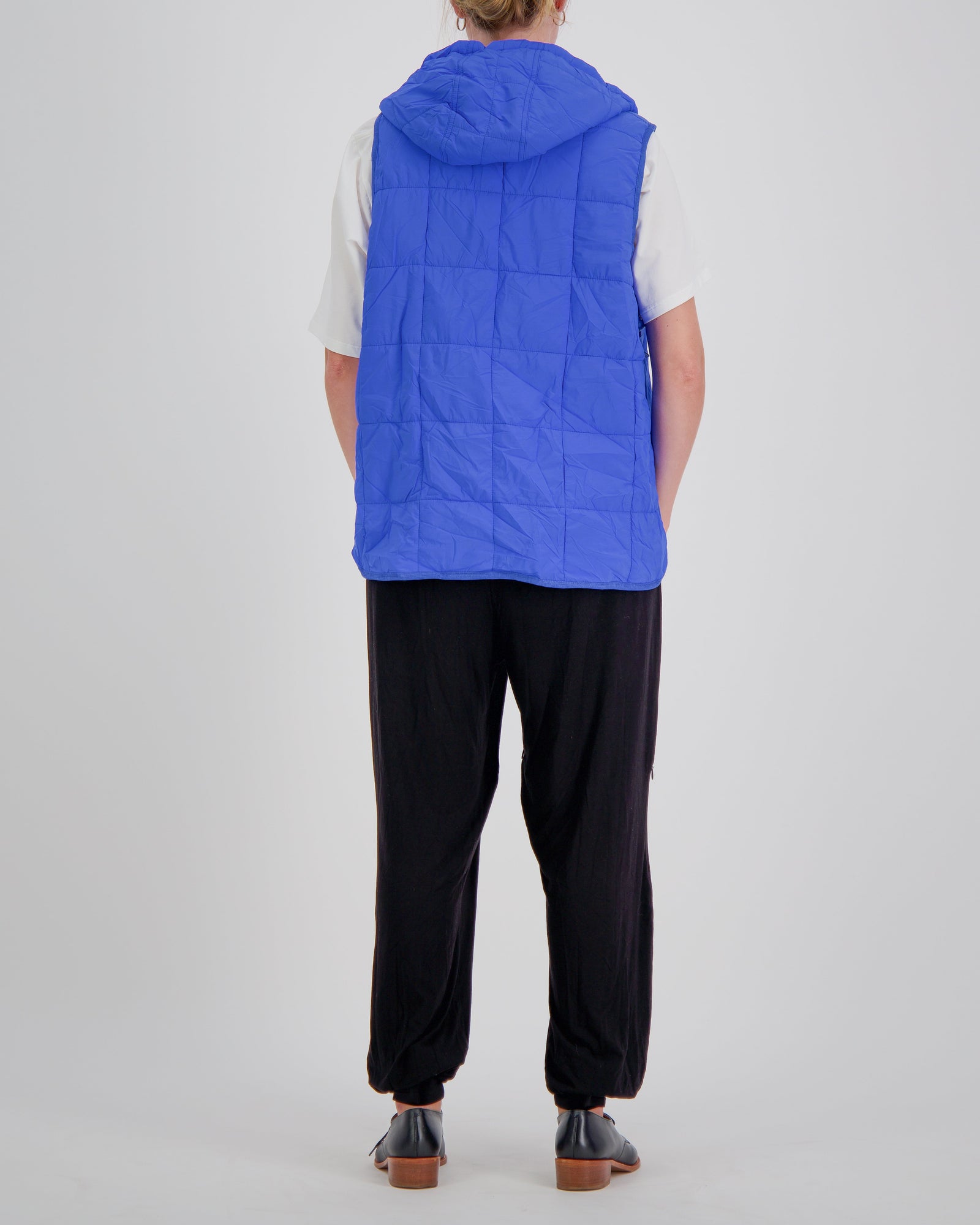 Matt Gender Neutral Adaptive Puffer Vest Universal Design for Wheelchair Users - Blue - Christina Stephens