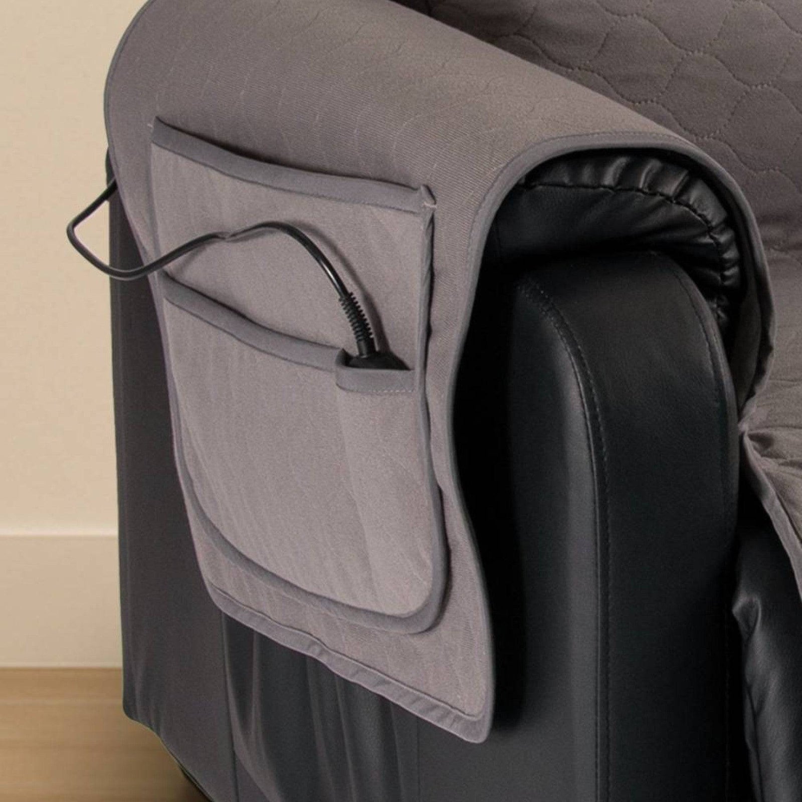 Large charcoal Conni recliner pad featuring soft fabric and ergonomic design for comfortable seating.