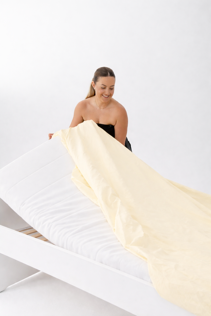Milk &amp; Bed Waterproof Fitted Sheet – Butter | Caravan Bunk