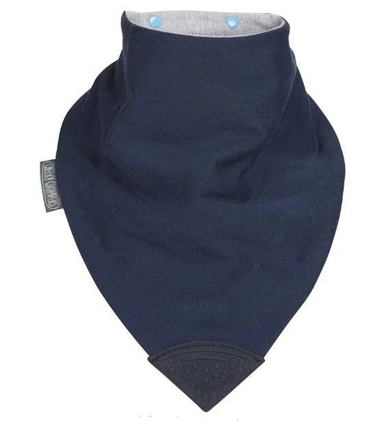 Small navy and grey Brolly Bandana CC by Brolly Sheets, an adaptive clothing accessory for adults, featuring a stylish cheetah pattern.
