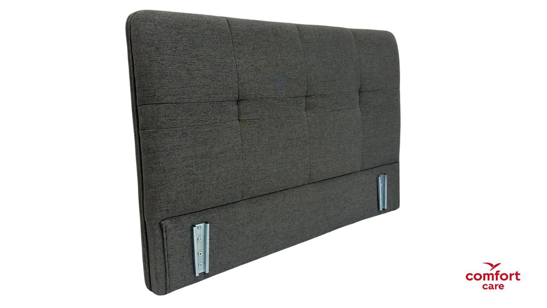 Pinnacle Comfort Care Dreame Lo Lo bed headboard in dark finish, showcasing plush upholstery and modern design.