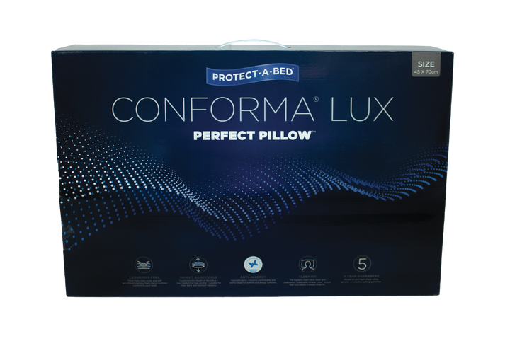 Protect-A-Bed Conforma Lux Manchester pillow with plush cover and supportive design for comfortable sleep.
