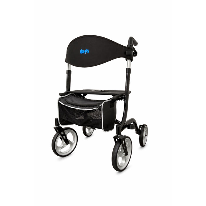 Performance Health Days Superlite Deluxe Rollator, lightweight mobility aid with a sturdy frame and comfortable hand grips.