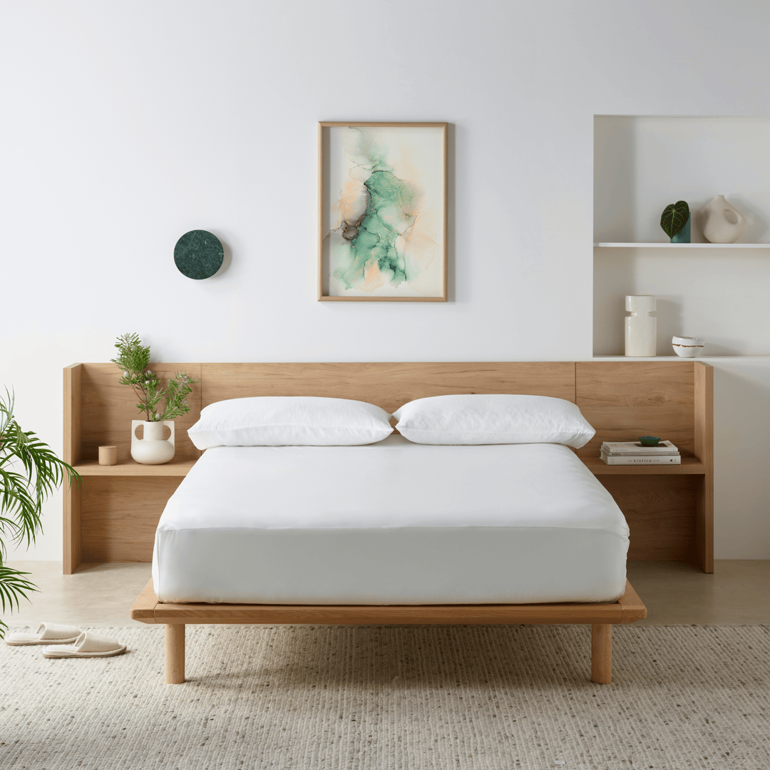 Staydry Duratherme waterproof mattress protector on a mattress, made by Stay Dry Products for protection and comfort.