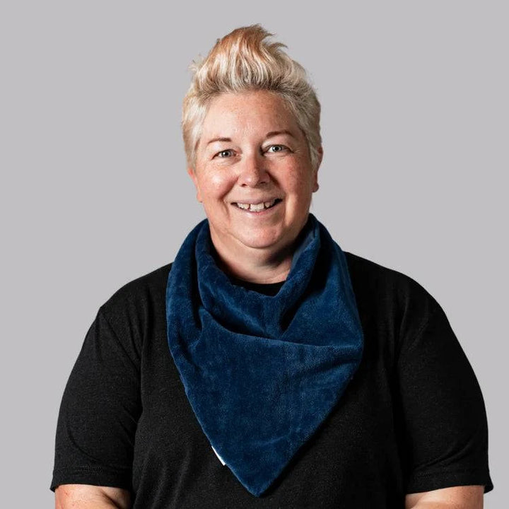Adult navy Brolly Sheets Brolly Extra Absorbent Bandana, adaptive clothing designed for discreet incontinence protection.
