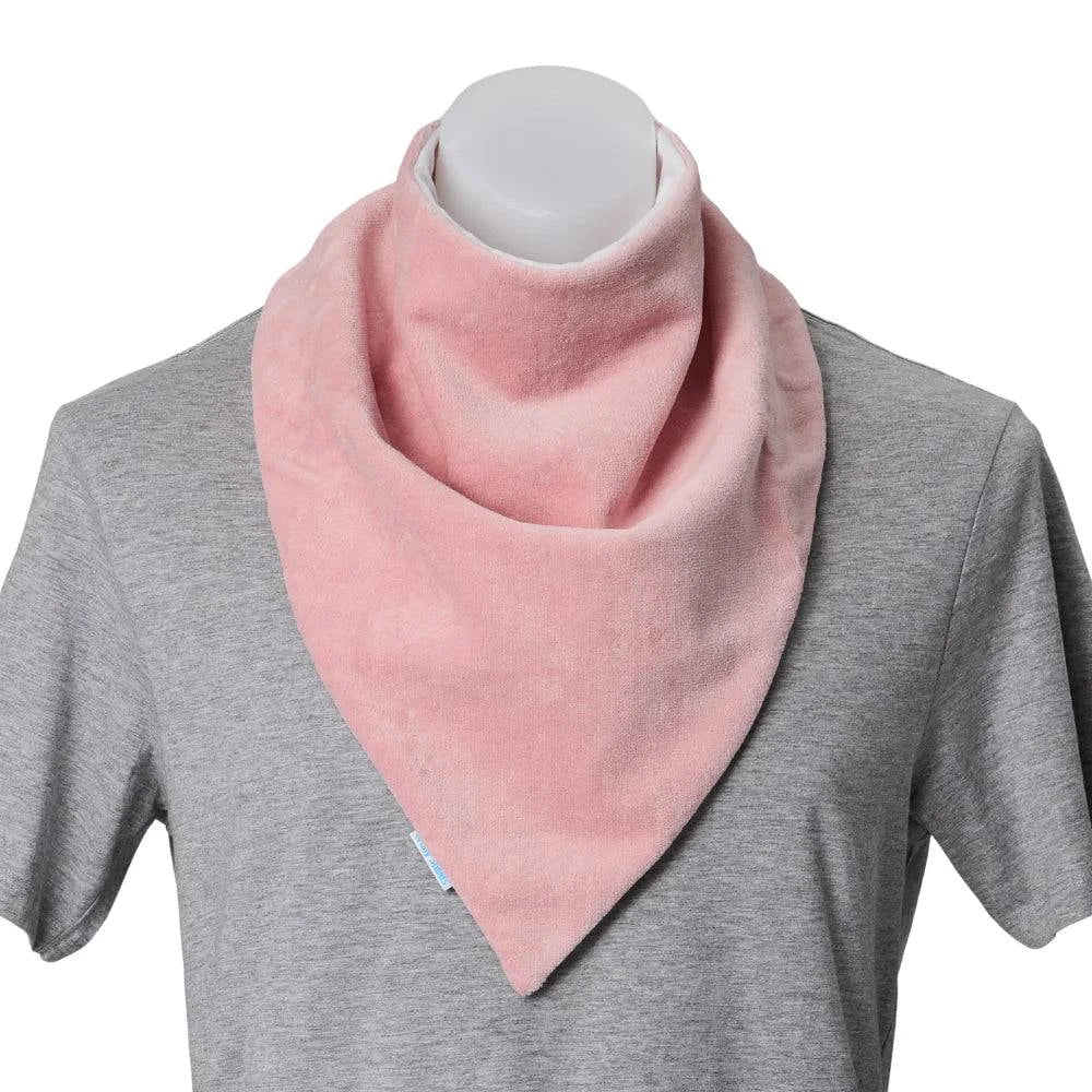 Pink adult Brolly Extra Absorbent Bandana bib from Brolly Sheets, designed for adaptive clothing and added absorbency.