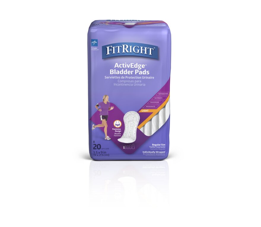 Medline FitRight Lighter Liner discreet feminine incontinence liner for light daily protection, shown front view.