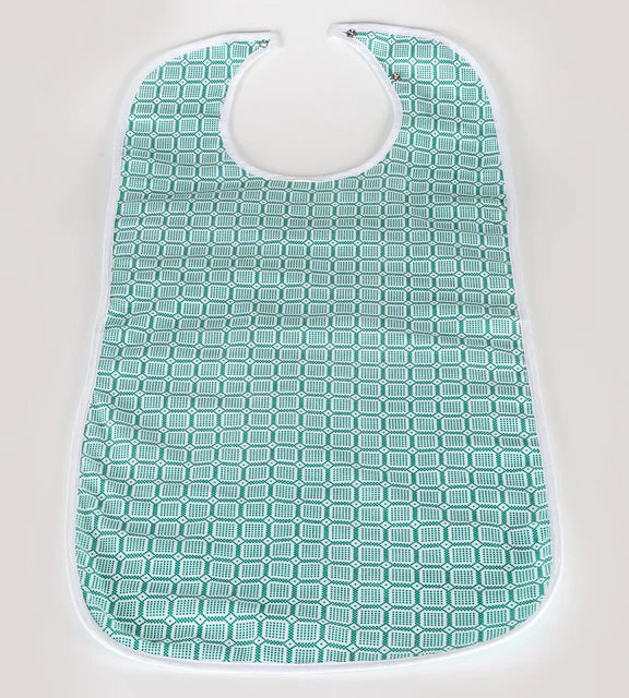 Green Brolly Sheets feeding bib from Brolly Sheets, an adaptive clothing accessory for protecting clothing during eating.
