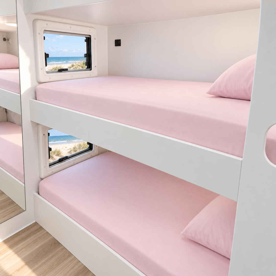 Milk &amp; Bed Waterproof Fitted Sheet | Caravan Bunk | Petal