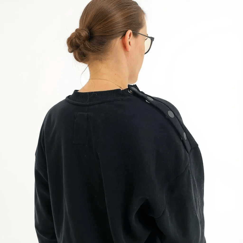 JAM the Label Zip Access Jumper in soft fabric, featuring a stylish zip closure and relaxed fit on a model.
