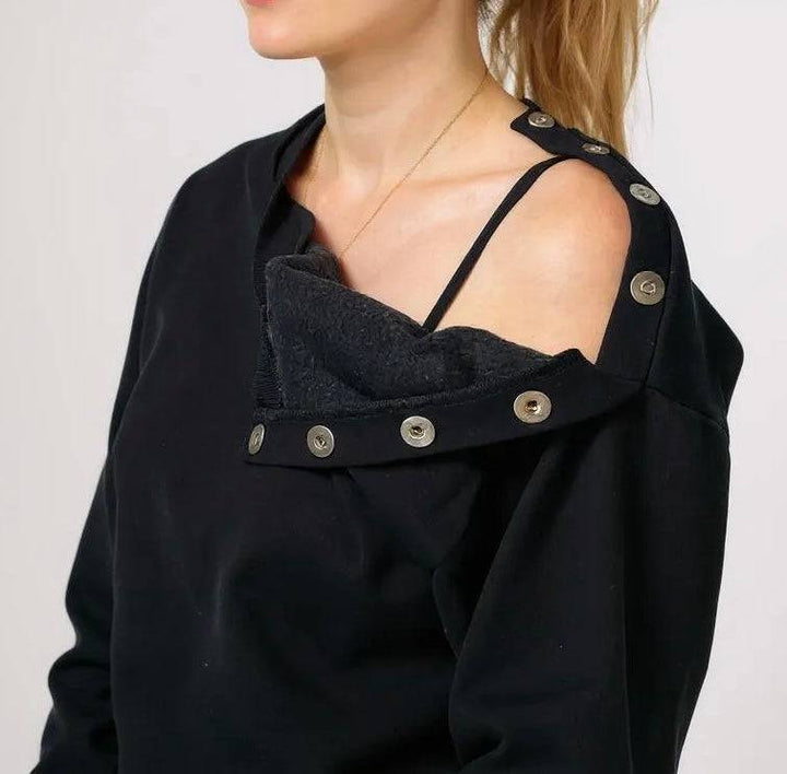 JAM the Label Zip Access Jumper in a stylish design, showcasing the zipper detail and soft fabric texture.