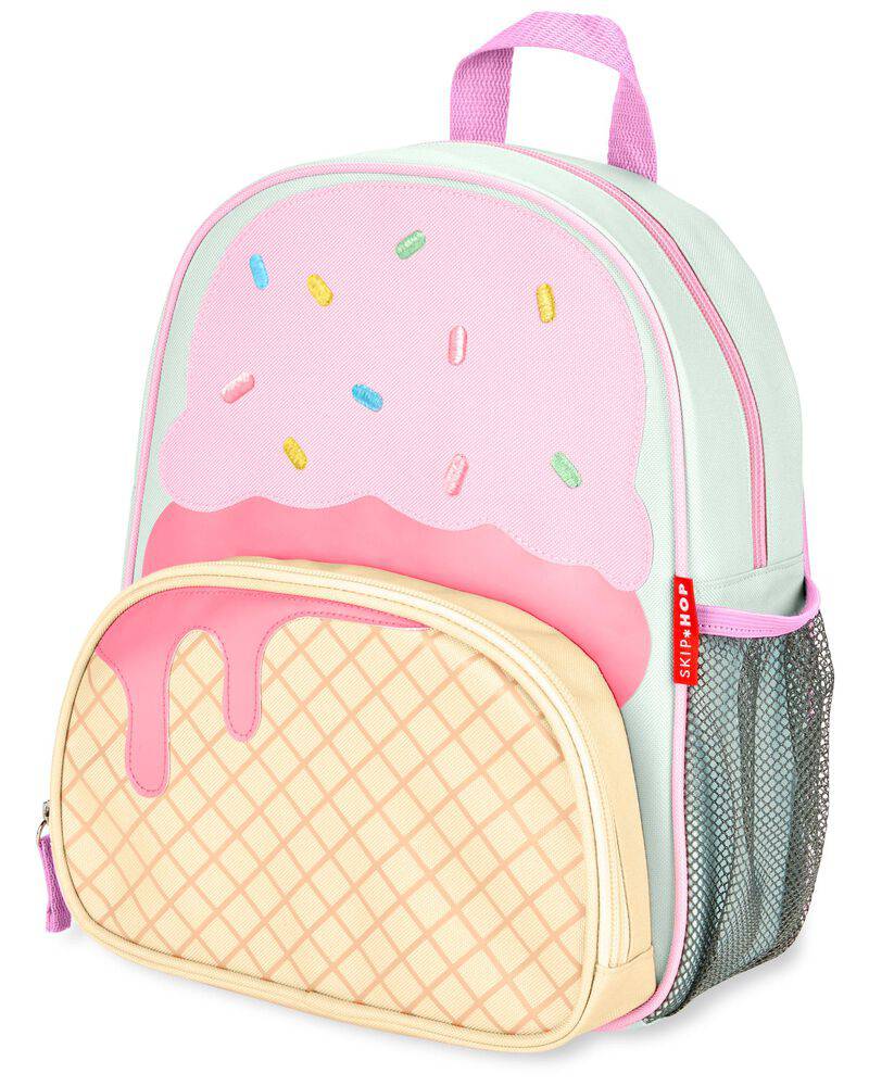 Tubie Fun Modified Backpack for nutrition, featuring a colorful ice cream design with adjustable straps and easy access compartments.