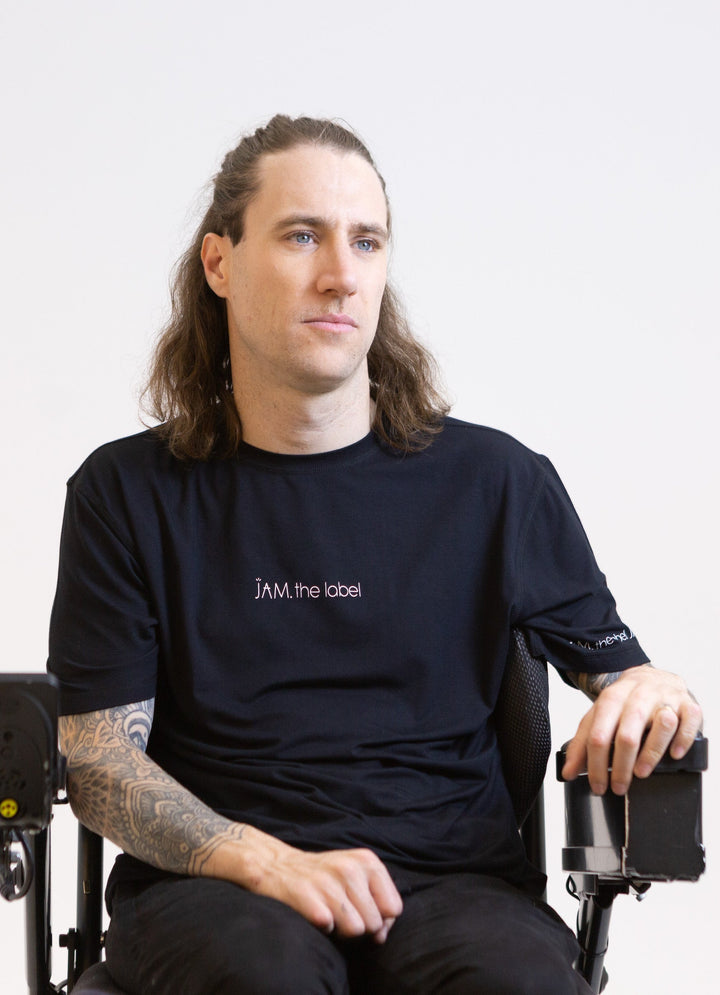 JAM the Label crew tee in soft fabric, showcasing a relaxed fit and a stylish design in a neutral color.