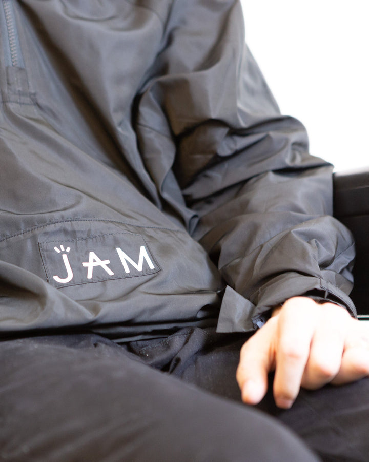JAM the Label Block Jacket in a stylish design featuring bold colors and a modern cut, perfect for layering.