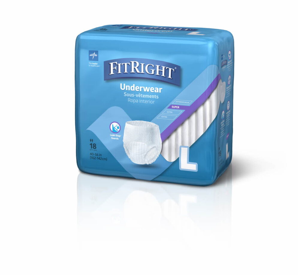 Medline Protection Plus Super Underwear for continence, featuring a soft, absorbent design in a large size.
