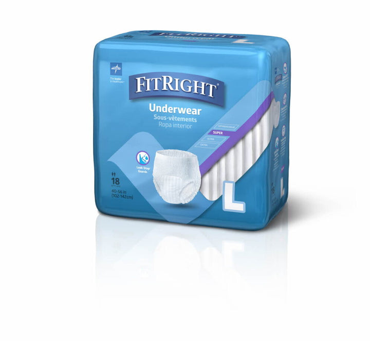 Medline Protection Plus Super Underwear for continence, featuring a soft, absorbent design in a large size.