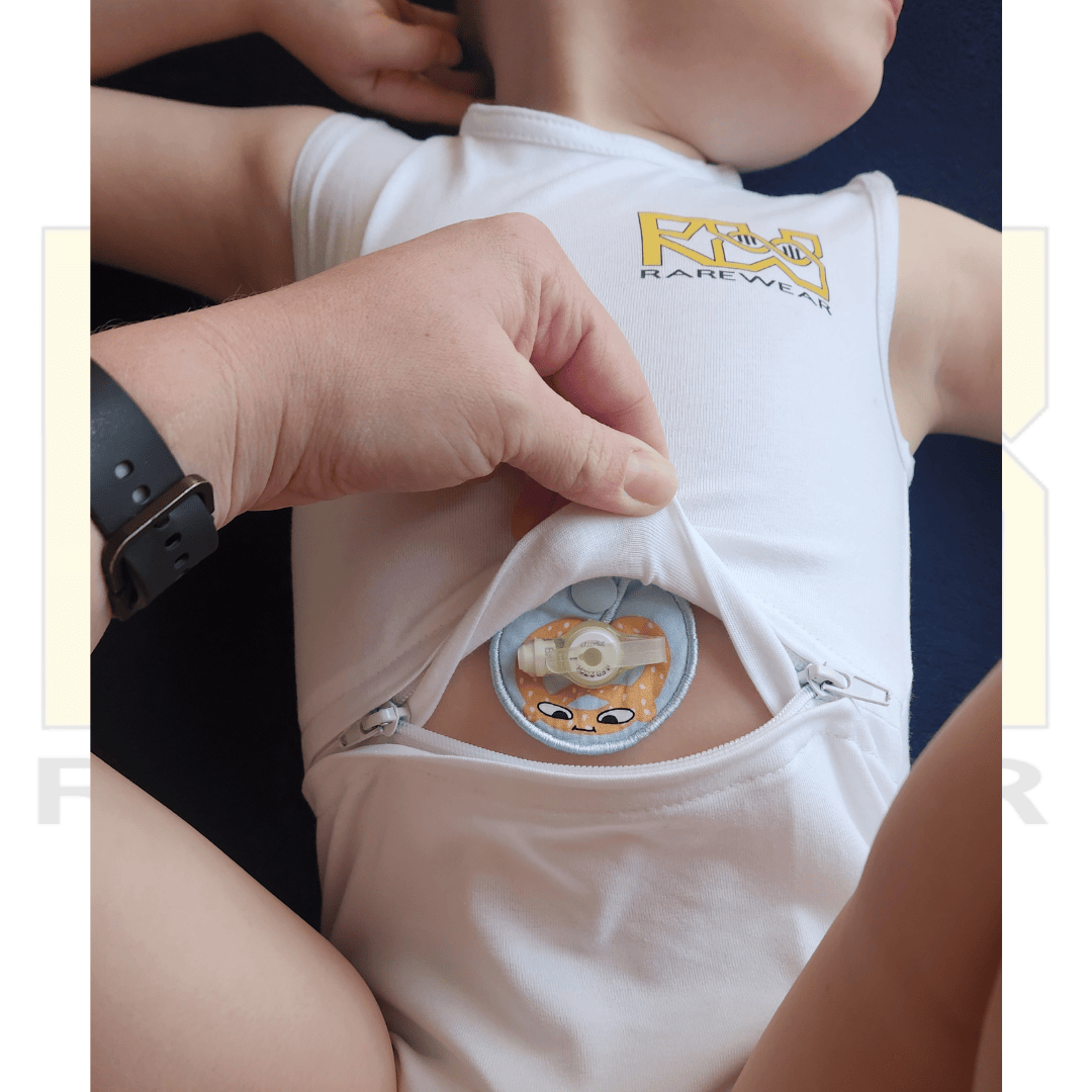 Kids' RareWear OneEase Adaptive Bodysuit in white, featuring a comfortable, easy-to-wear design for everyday use.