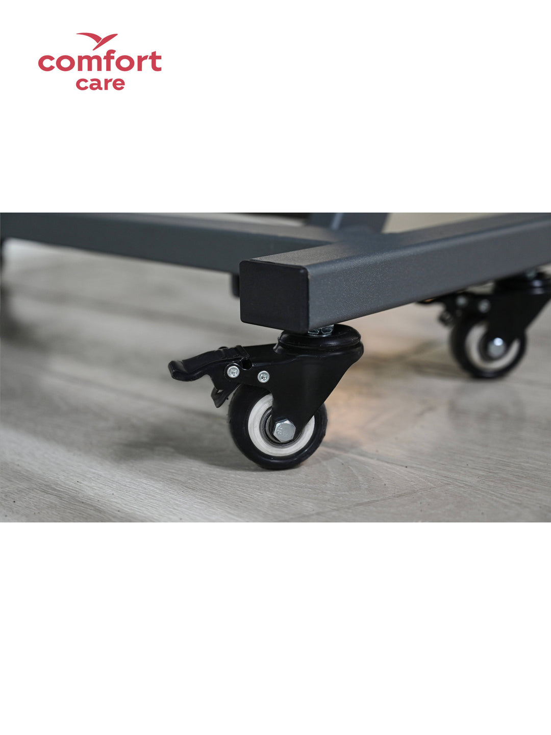 Pinnacle Comfort Care Dreame Lo-Lo electric adjustable bed with lockable castors for easy mobility and stability.