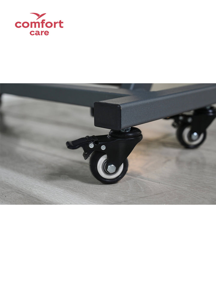 Pinnacle Comfort Care Dreame Lo-Lo electric adjustable bed with lockable castors for easy mobility and stability.