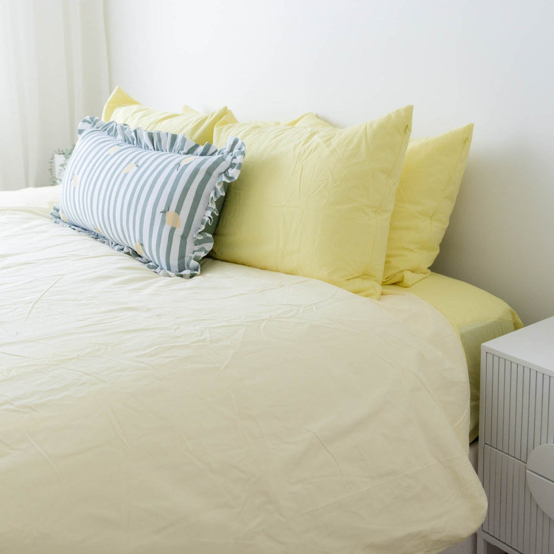 Milk &amp; Bed Waterproof Quilt Cover – Lemon/Butter | Super King