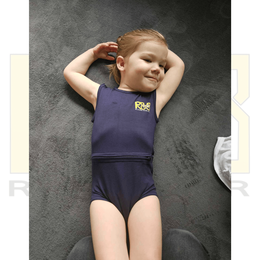 Kids' RareWear OneEase Adaptive Bodysuit in soft fabric, featuring easy-access design for comfort and convenience.