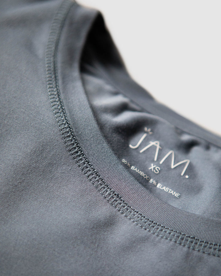 JAM the Label Original Tee in natural cotton fabric, showcasing a relaxed fit and classic crew neckline on a plain background.