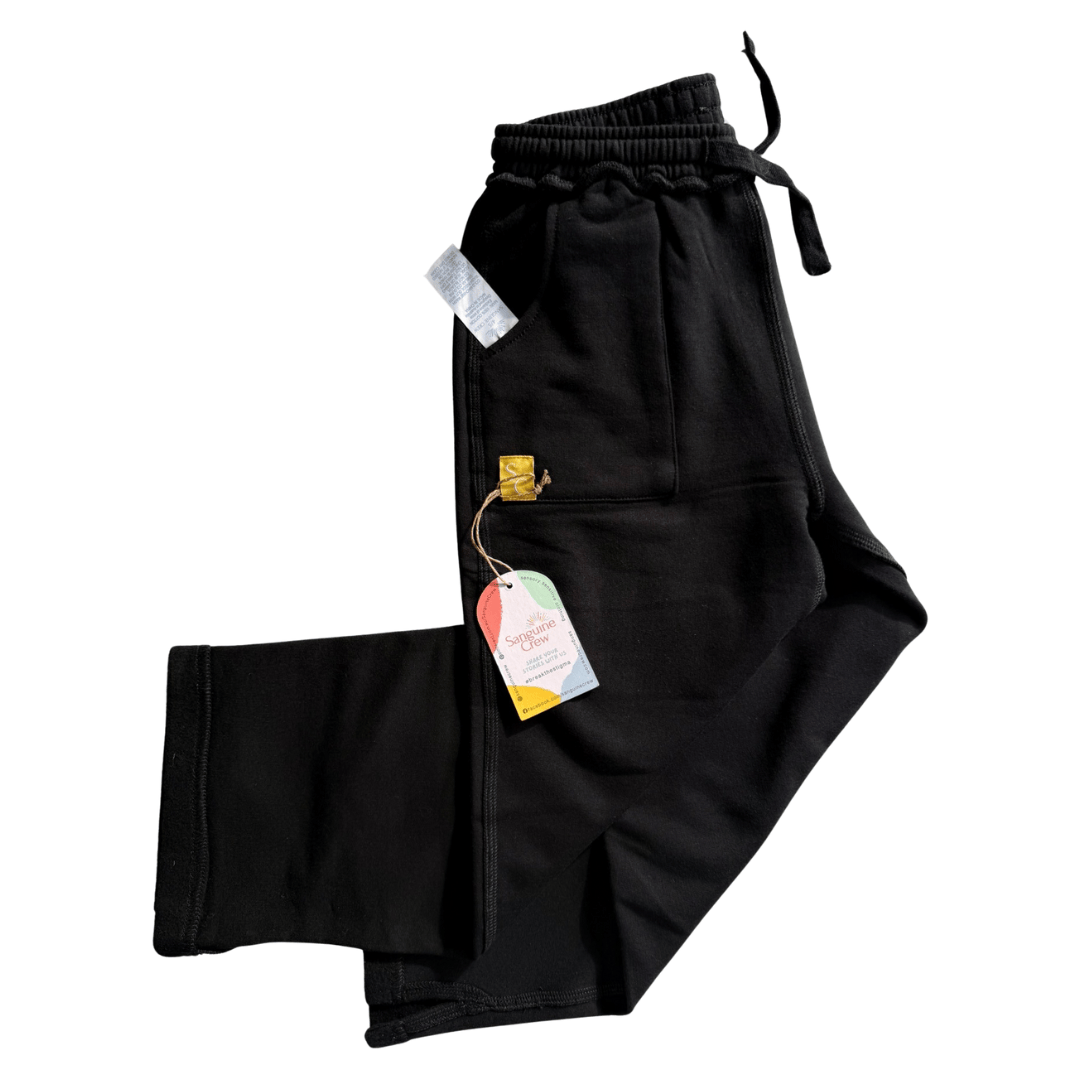 Sanguine Crew adults' track pants in side view, featuring a comfortable fit and stylish design for casual wear.