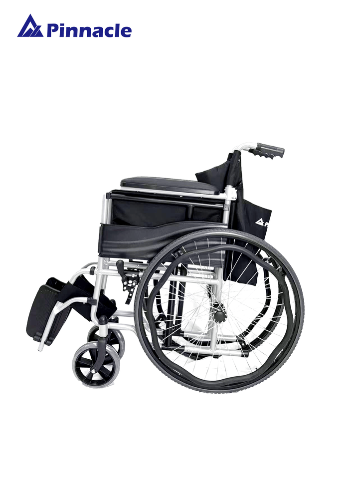Pinnacle Swift self-propelling wheelchair with ergonomic design and sturdy wheels for enhanced mobility and comfort.