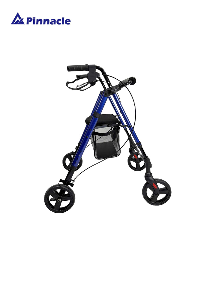 Pinnacle Tri-Stride Rollator in blue, featuring a lightweight frame and ergonomic handles for mobility support.
