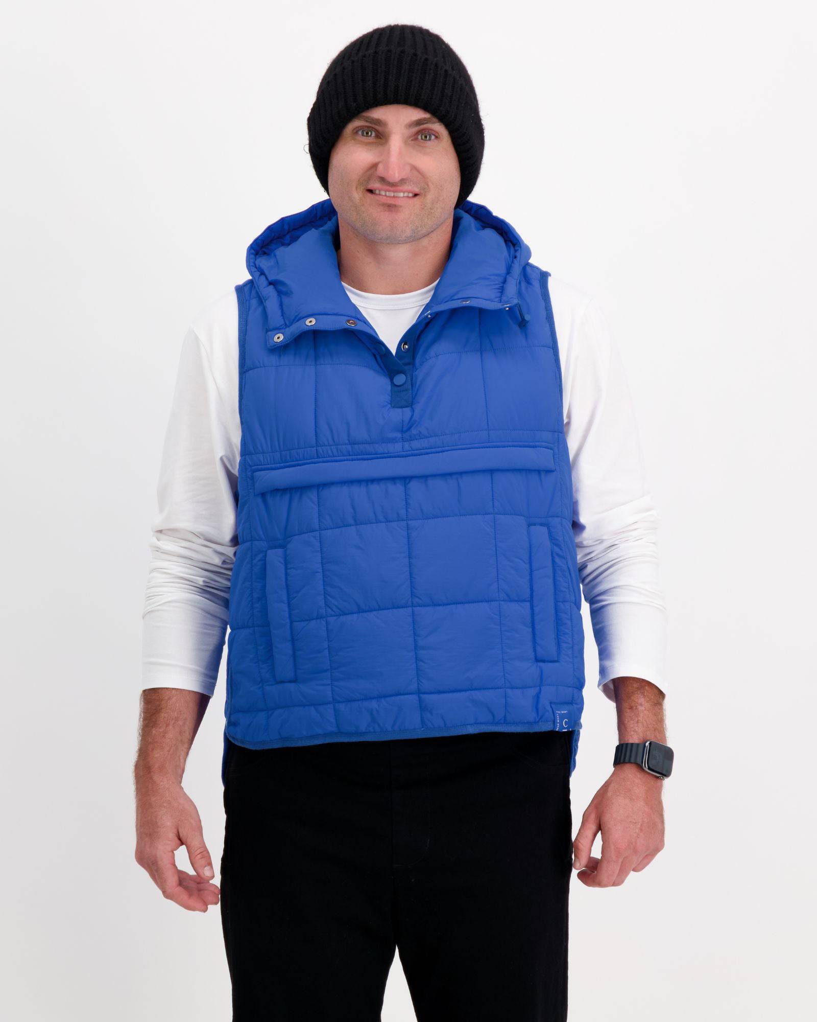 Matt Gender Neutral Adaptive Puffer Vest Universal Design for Wheelchair Users - Blue - Christina Stephens