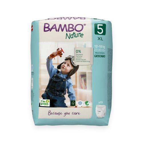 Bambo Nature Nappy Pants Lycra Junior Size 5 by Abena, continence product for children 11-17kg, shown in blue fabric with adjustable fit