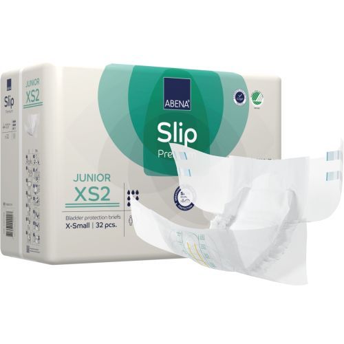 InCare Supports ABENA Slip XS2 Junior adult incontinence pad with 1400ml capacity, white, laid flat for display.