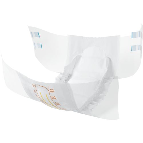 Abena Slip XL4 in premium orange, continence pad with 4000 ml capacity, for waist sizes 110–170 cm, shown in a clean, folded state.