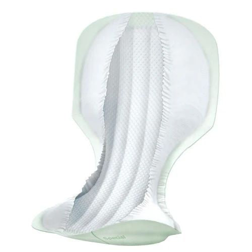 Abena SAN Special Green continence product in a 2000 ml size, featuring green packaging with absorbent material and product branding.