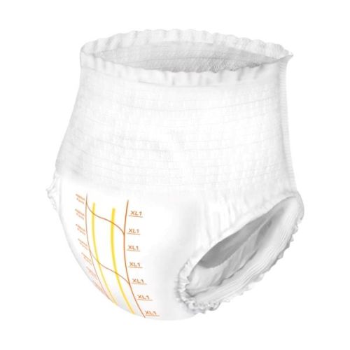 Abena XL1 Orange continence pants with 1400 ml absorption, designed for 130-170 cm waist, displayed in natural fabric fold.