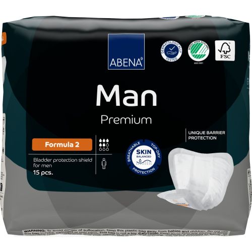 Abena Man Formula 2 continence product in 700ml bottle with label and cap for adult incontinence management