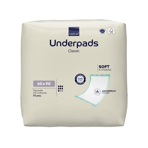 Abena Soft Classic Underlay 60x90cm continence product with 2100ml absorbency, shown in the image.